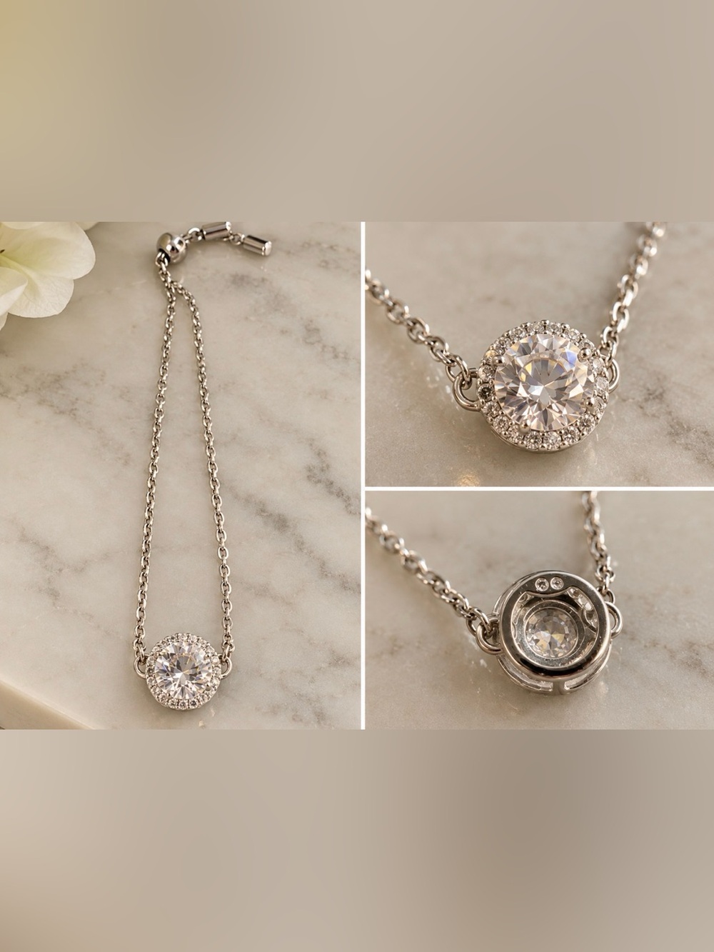 Swarovski Constella Crystal Halo Bracelet โ Rhodium Plated